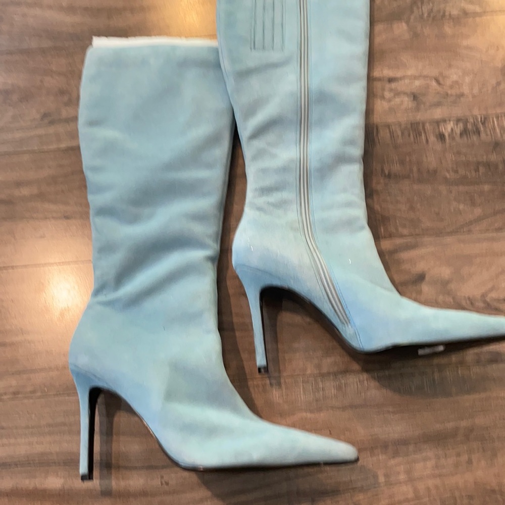 Blue suede boots! Brand new and never worn